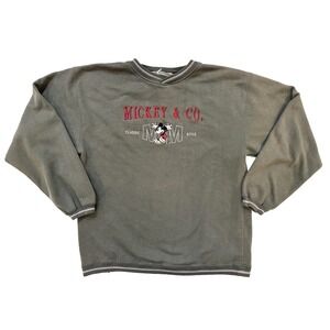 Vintage Mickey & Co. Sweatshirt Mens Large Green Crewneck Embroidered Disney 90s